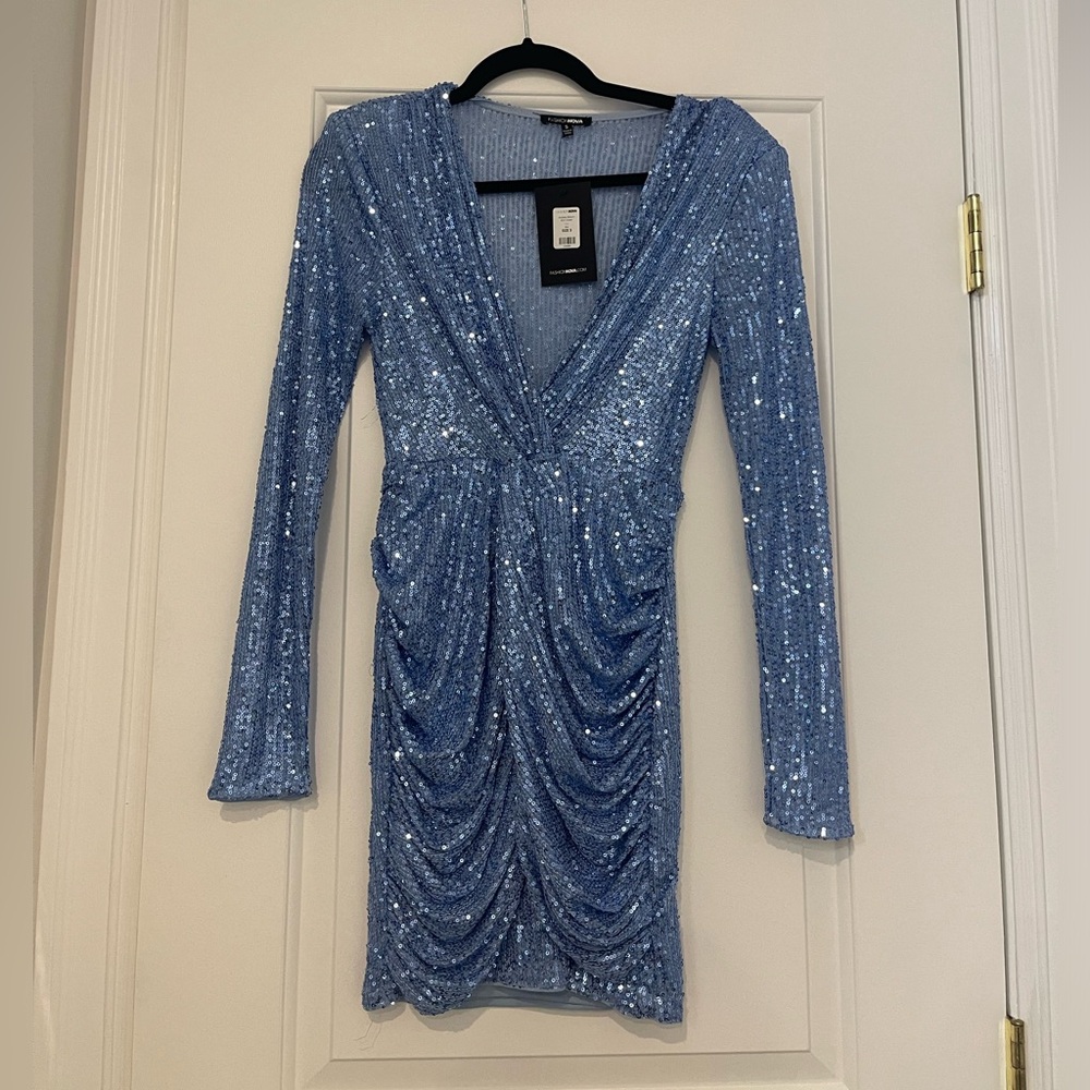 Blue Sequin Dress with Tag